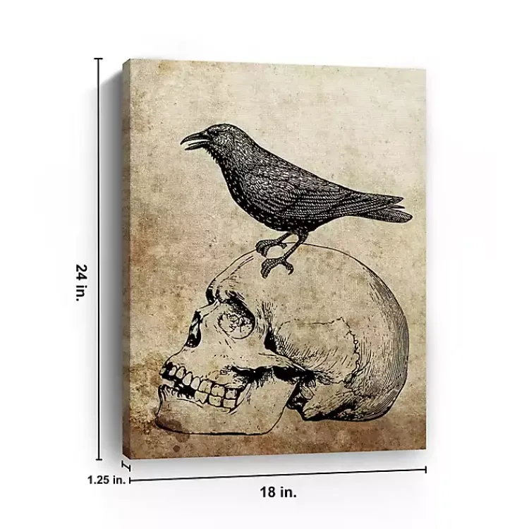Best Vintage Skull & Raven Canvas Art Print Halloween