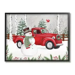 Vintage Truck Snowman Framed Art Print Christmas Art & Wall Decor