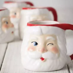 Hot Vintage Winking Santa Mugs, Set of 4 Christmas Dining & Entertaining