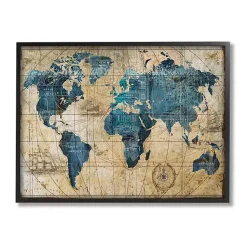 Kirklands Home Canvas Art|Vintage World Map Framed Giclee Canvas Art Print
