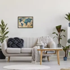 Kirklands Home Canvas Art|Vintage World Map Framed Giclee Canvas Art Print