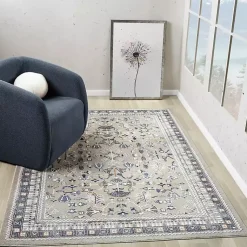 Kirklands Home Area Rugs|Vista Blue Beige Area Rug, 7x9