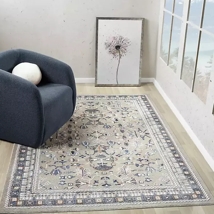 Kirklands Home Area Rugs|Vista Blue Beige Area Rug, 7x9