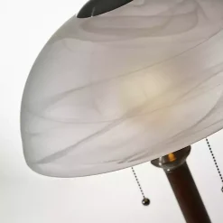 Kirklands Home Table Lamps|Walnut Alabaster Frosted Glass Table Lamp White