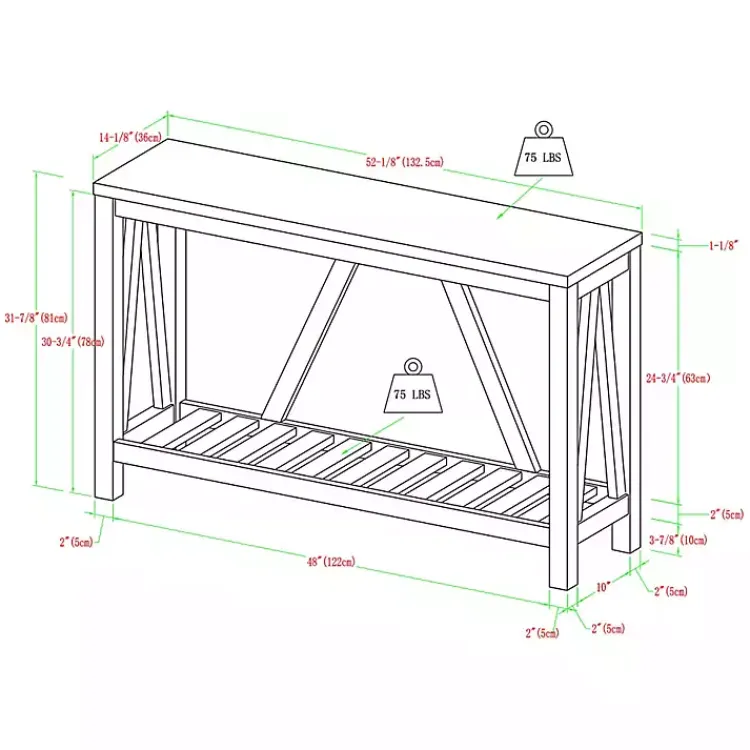 Kirklands Home Console Tables|Walnut and Whitewash A-Frame Console Table Ivory