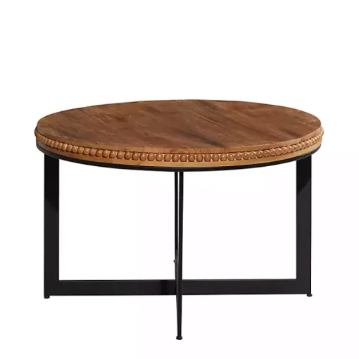 Kirklands Home Coffee Tables|Walnut Beaded Industrial Coffee Table