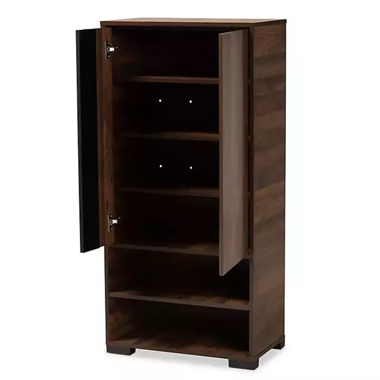 Kirklands Home Entryway Furniture|Walnut Asymmetrical Shoe Storage Cabinet Brown