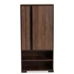 Kirklands Home Entryway Furniture|Walnut Asymmetrical Shoe Storage Cabinet Brown