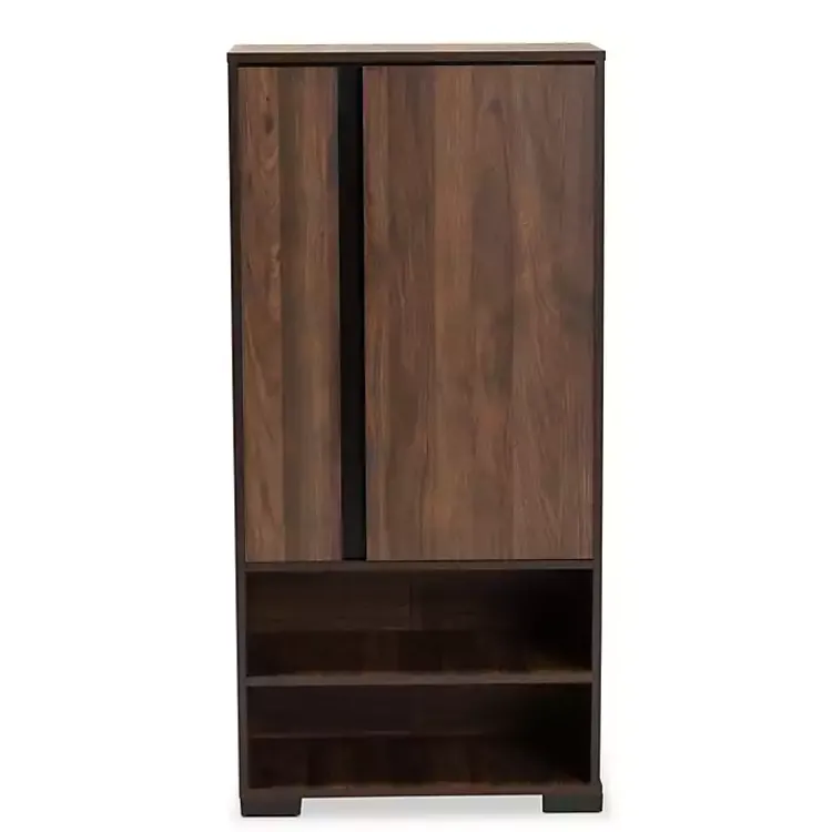 Kirklands Home Entryway Furniture|Walnut Asymmetrical Shoe Storage Cabinet Brown