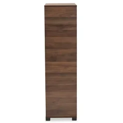 Kirklands Home Entryway Furniture|Walnut Asymmetrical Shoe Storage Cabinet Brown