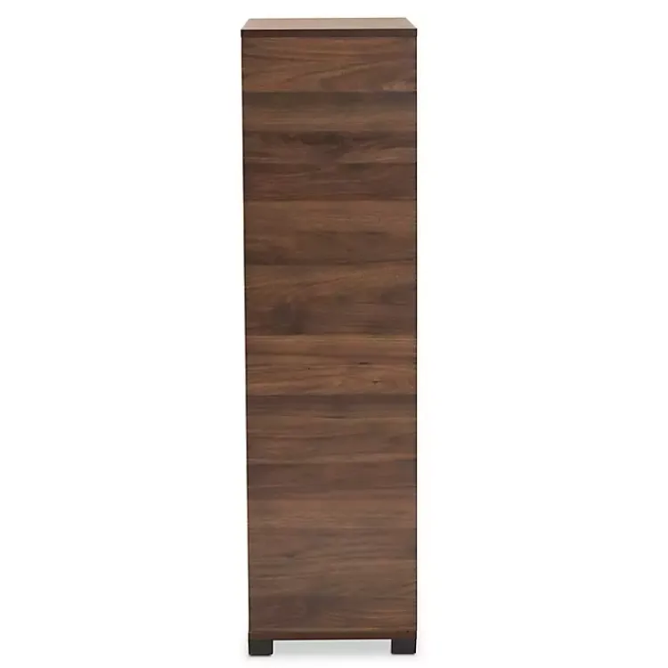 Kirklands Home Entryway Furniture|Walnut Asymmetrical Shoe Storage Cabinet Brown
