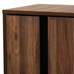 Kirklands Home Entryway Furniture|Walnut Asymmetrical Shoe Storage Cabinet Brown