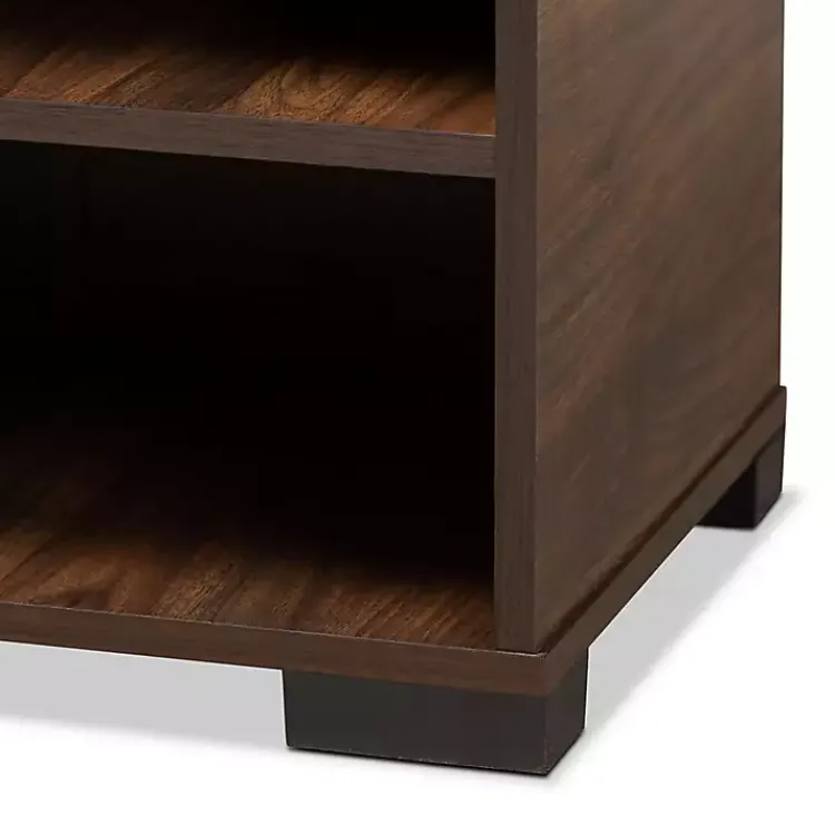 Kirklands Home Entryway Furniture|Walnut Asymmetrical Shoe Storage Cabinet Brown