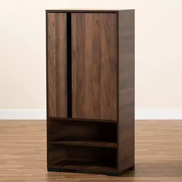 Kirklands Home Entryway Furniture|Walnut Asymmetrical Shoe Storage Cabinet Brown