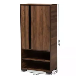 Kirklands Home Entryway Furniture|Walnut Asymmetrical Shoe Storage Cabinet Brown