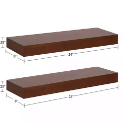 Kirklands Home Shelves|Walnut Brown Floating Shelves, Set of 2