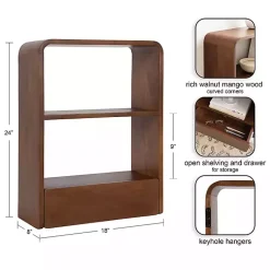 Kirklands Home Shelves|Walnut Kato Single Drawer Wall Shelf Brown