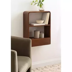 Kirklands Home Shelves|Walnut Kato Single Drawer Wall Shelf Brown