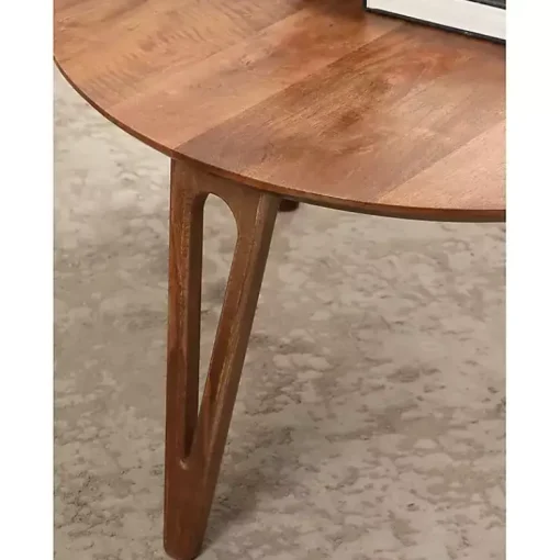 Kirklands Home Coffee Tables|Walnut Mango Wood Round Kershaw Coffee Table Brown