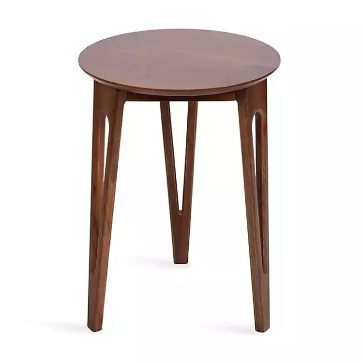 Kirklands Home Accent & End Tables|Walnut Mango Wood Round Kershaw Accent Table Brown