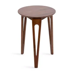 Kirklands Home Accent & End Tables|Walnut Mango Wood Round Kershaw Accent Table Brown