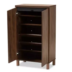 Kirklands Home Entryway Furniture|Walnut Slim Shoe Storage Cabinet Brown