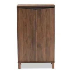 Kirklands Home Entryway Furniture|Walnut Slim Shoe Storage Cabinet Brown