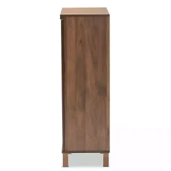 Kirklands Home Entryway Furniture|Walnut Slim Shoe Storage Cabinet Brown
