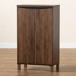 Kirklands Home Entryway Furniture|Walnut Slim Shoe Storage Cabinet Brown