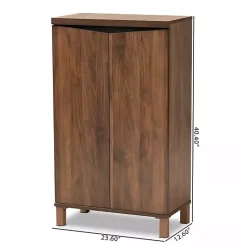 Kirklands Home Entryway Furniture|Walnut Slim Shoe Storage Cabinet Brown
