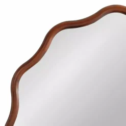 Kirklands Home Decorative Mirrors|Walnut Wavy Scallop Round Wall Mirror Brown