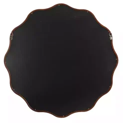 Kirklands Home Decorative Mirrors|Walnut Wavy Scallop Round Wall Mirror Brown