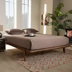 Kirklands Home Beds & Headboards|Walnut Wood Full Platform Bed Brown