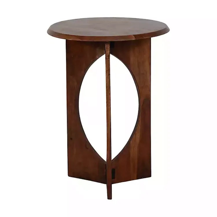 Kirklands Home Accent & End Tables|Walnut Cut-Out Round Accent Table Brown