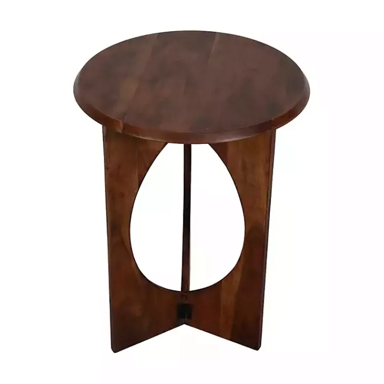 Kirklands Home Accent & End Tables|Walnut Cut-Out Round Accent Table Brown