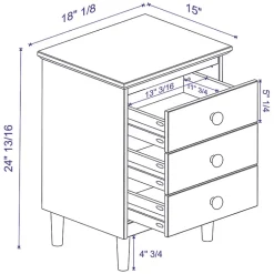Kirklands Home Nightstands|Walnut 3-Drawer Wood Nightstand Brown