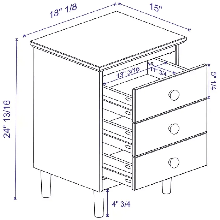 Kirklands Home Nightstands|Walnut 3-Drawer Wood Nightstand Brown