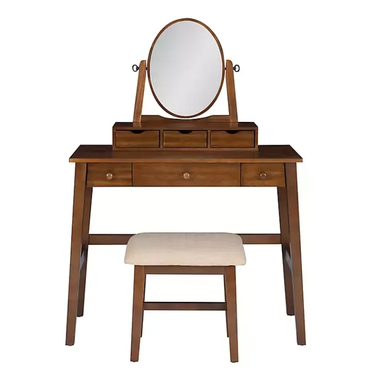 Kirklands Home Dressers & Chests|Walnut Lorna Tilting Mirror 2-pc. Vanity Set Brown
