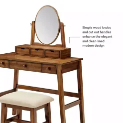 Kirklands Home Dressers & Chests|Walnut Lorna Tilting Mirror 2-pc. Vanity Set Brown