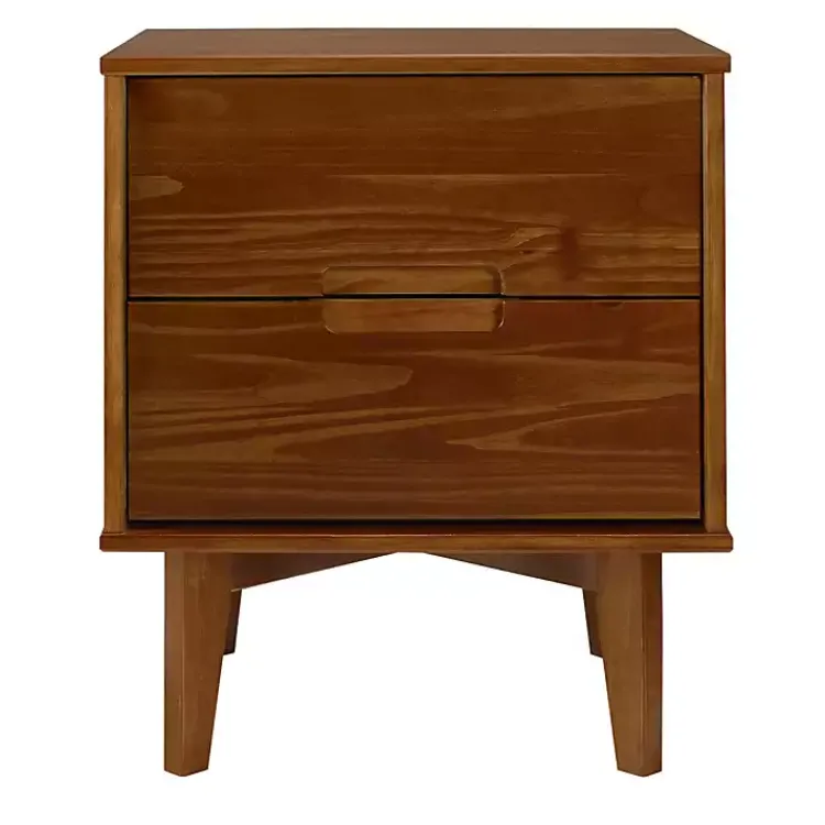 Kirklands Home Nightstands|Walnut Mid-Century Modern 2-Drawer Nightstand Brown