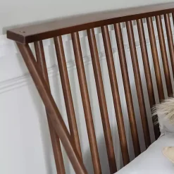 Kirklands Home Beds & Headboards|Walnut Mid-Century Modern Queen Bed Frame Brown