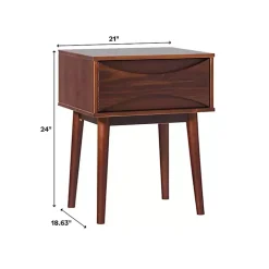 Kirklands Home Nightstands|Walnut Mid-Century Modern Nightstand Brown