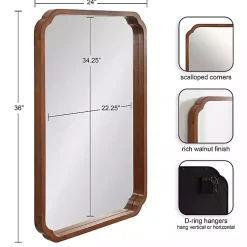 Kirklands Home Decorative Mirrors|Walnut Scallop Rectangle Wall Mirror