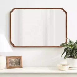 Kirklands Home Decorative Mirrors|Walnut Scallop Rectangle Wall Mirror