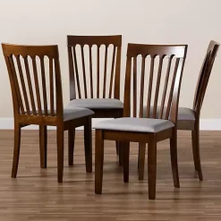 Kirklands Home Dining Chairs|Walnut Upholstered Minette 4-pc. Dining Chair Set Gray