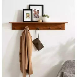 Kirklands Home Shelves|Walnut Wood Alia Shelf with Hooks