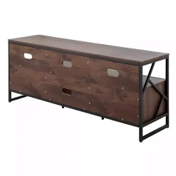Kirklands Home Tv Stands & Media Consoles|Walnut Wood and Black Steel Media Stand Brown