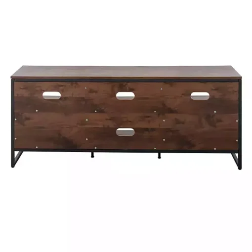 Kirklands Home Tv Stands & Media Consoles|Walnut Wood and Black Steel Media Stand Brown