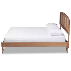 Kirklands Home Beds & Headboards|Walnut Wood and Rattan King Bed Frame Brown