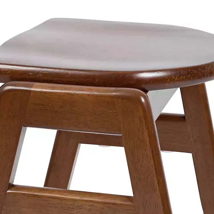 Kirklands Home Bar Stools & Counter Height Stools|Walnut Wood Backless Bar Stool Brown